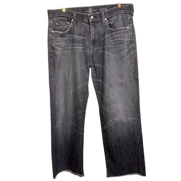 7 For All Mankind Austyn Relaxed Jeans Frayed Hem Medium Wash Men's 34 x 30 - Picture 1 of 12